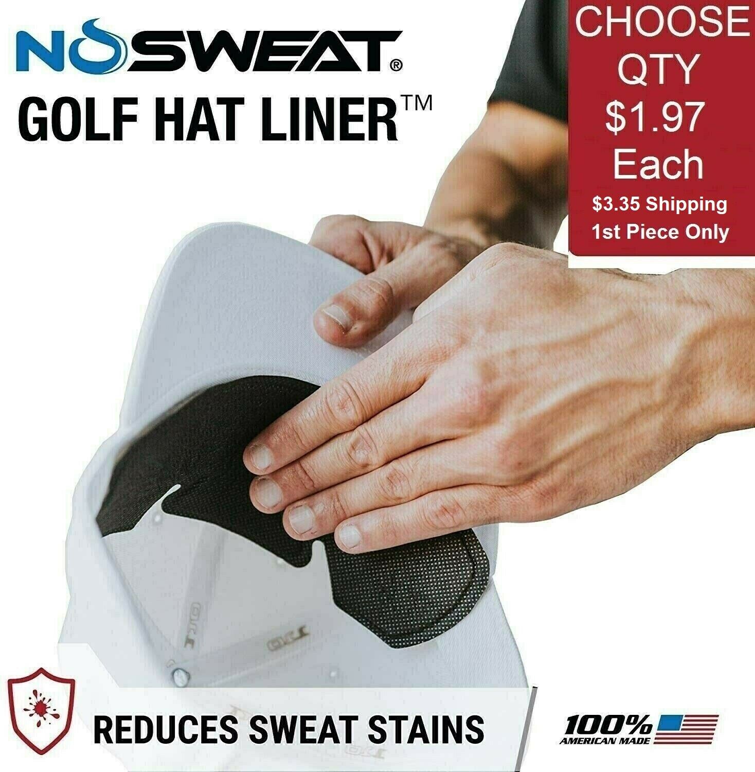 No Sweat Golf Hat Liner & Cap Protection  Prevent Stains, Rings & Moisture