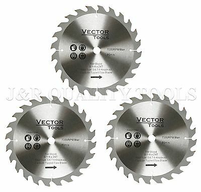 3 Pack 8-1/4 Vector Tools Circular Miter Saw Blades Carbide Tip 24t