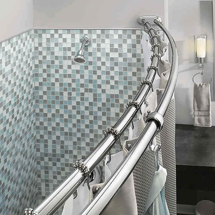 Double Curved Shower Curtain Rod Adjustable Crescent Fixture, Chrome