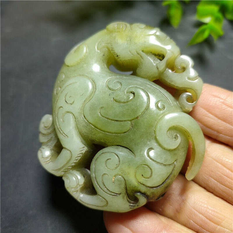 Chinese Antique Jade Ruyi Pixiu Jade Waist Pendant Beast Amulet Pendant
