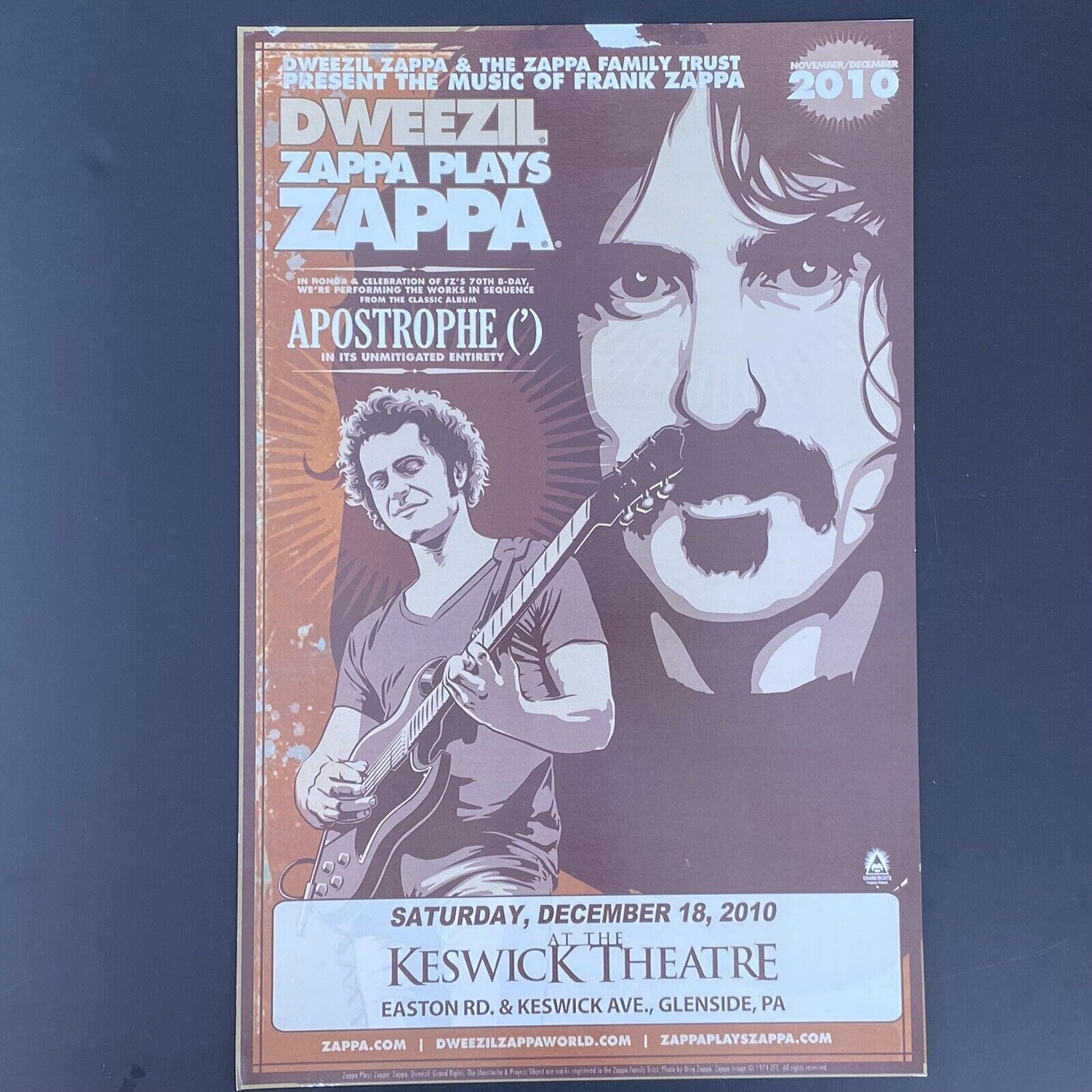 Dweezil Zappa Plays Frank Zappa Apostrophe Keswick Theatre 2010 Original Poster