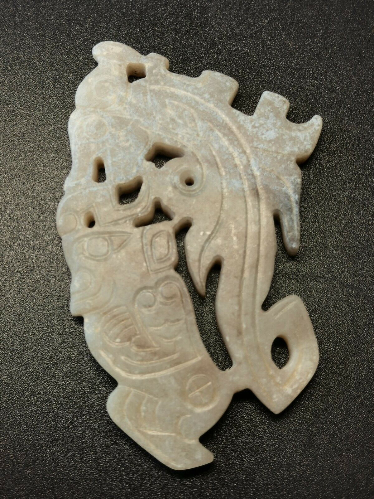 Chinese Jade Human Figurine Amulets Dragon Crown Jade Human Statues