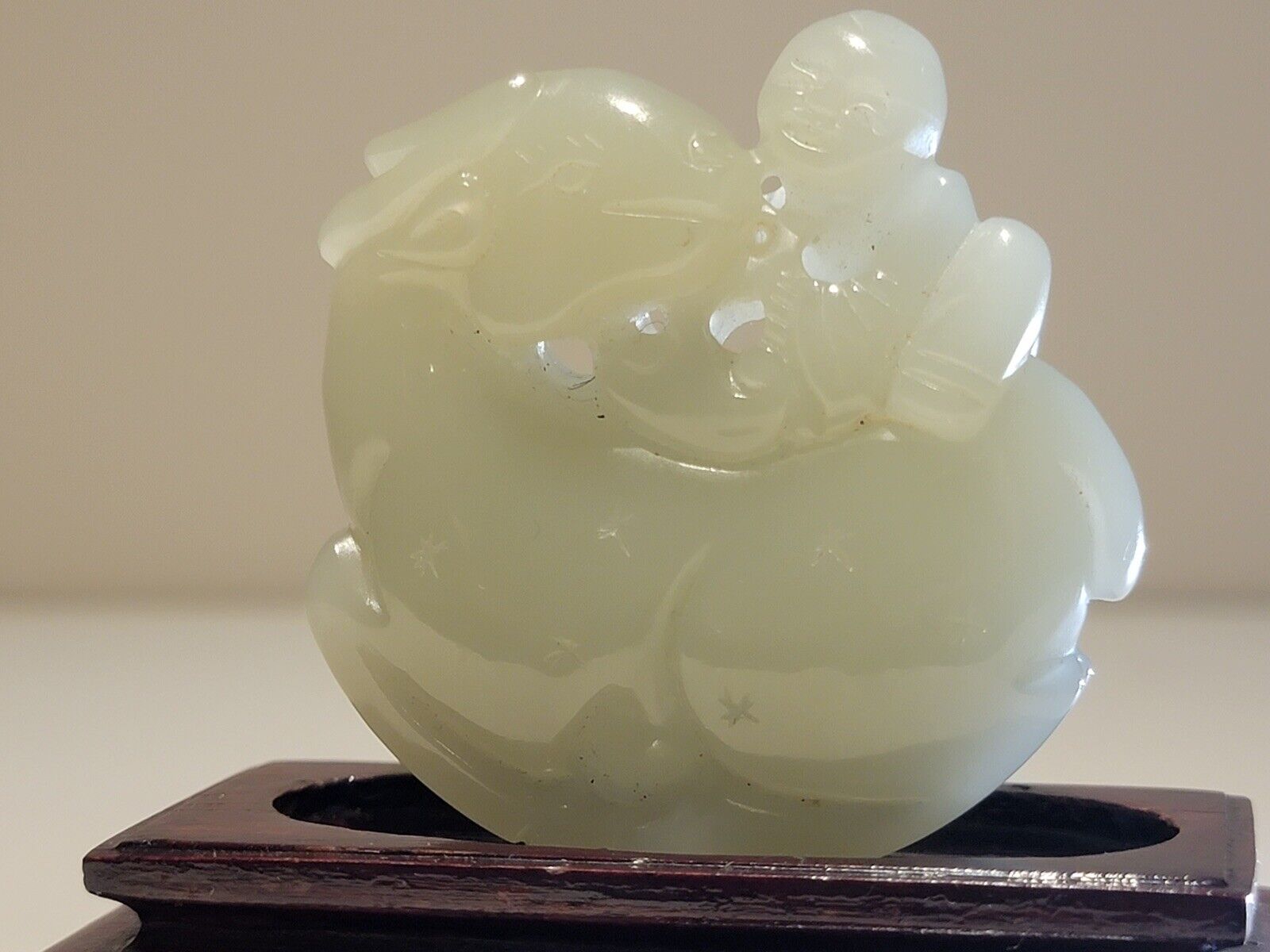 Chinese Carved Pale Green Jade ‘deer And Boy’  W/ Cgl Certificate, 19c.
