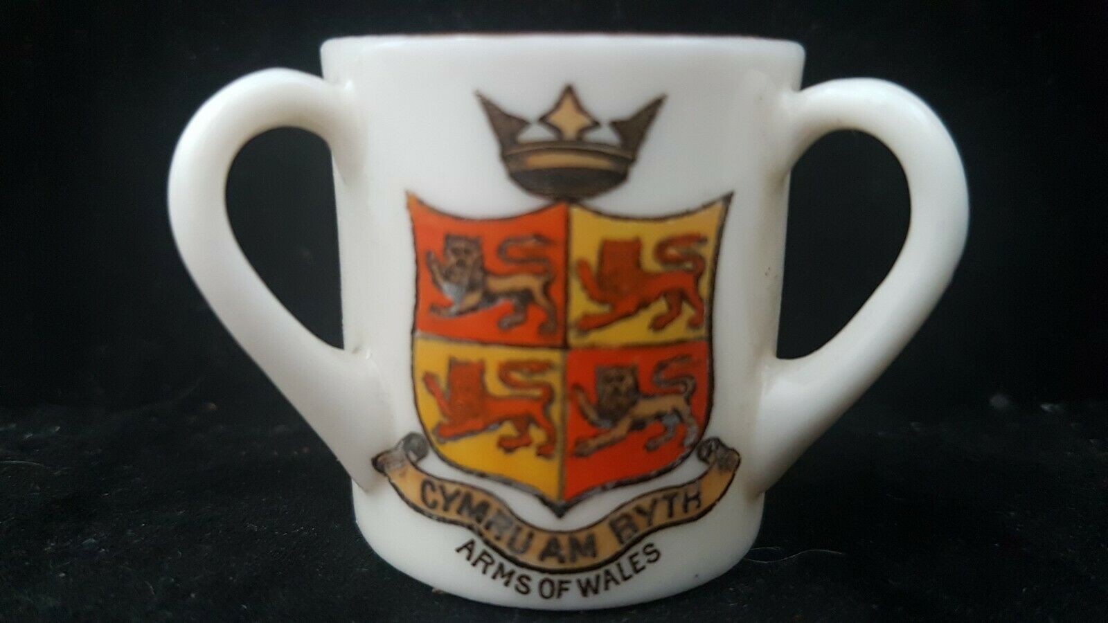 Rare Antique W.h.goss Crested China Porcelain Loving Cup With Wales Crest