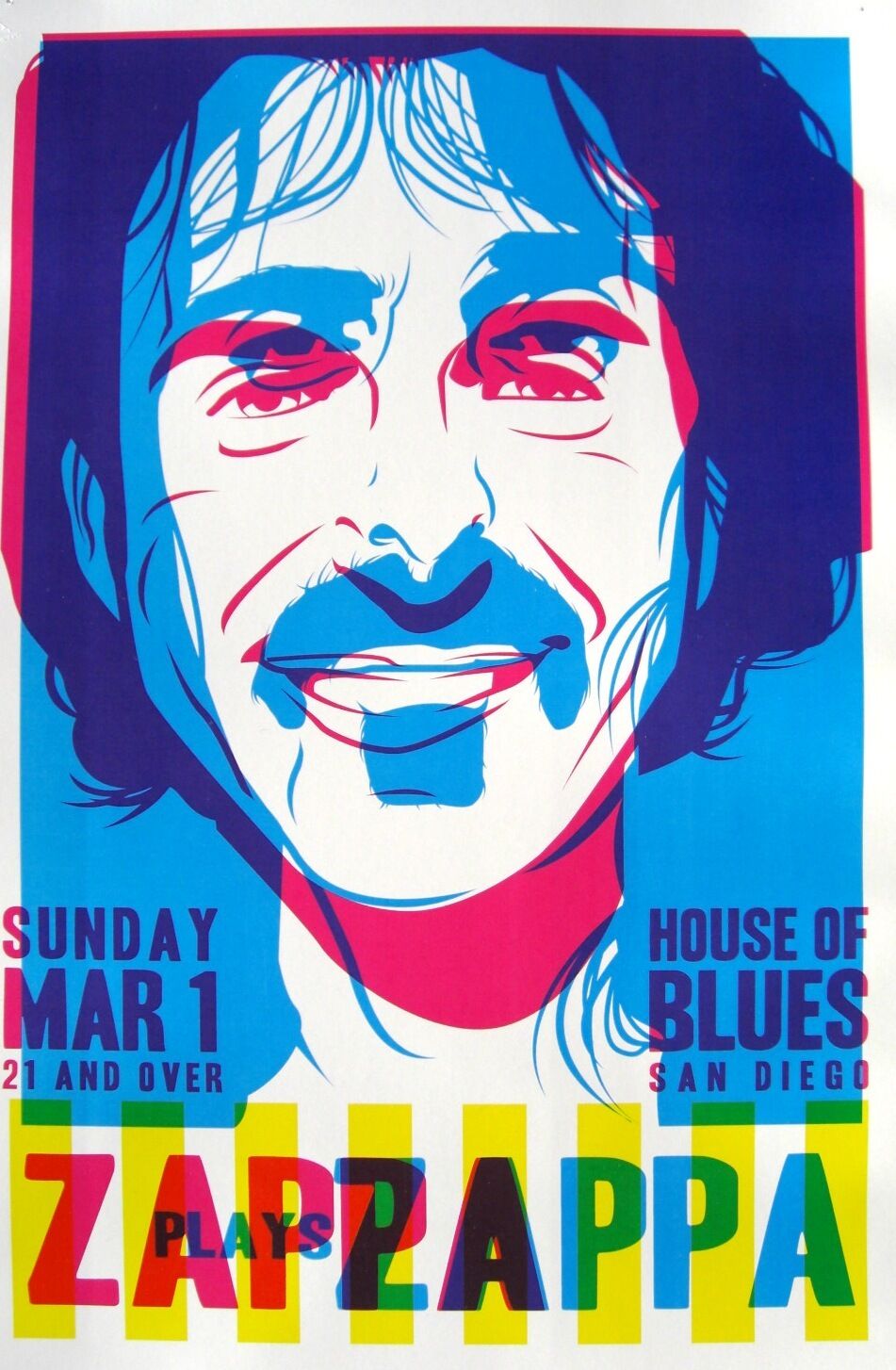 Zappa Plays Zappa San Diego 2009 Concert Tour Poster - Frank Over Dweezil's Face