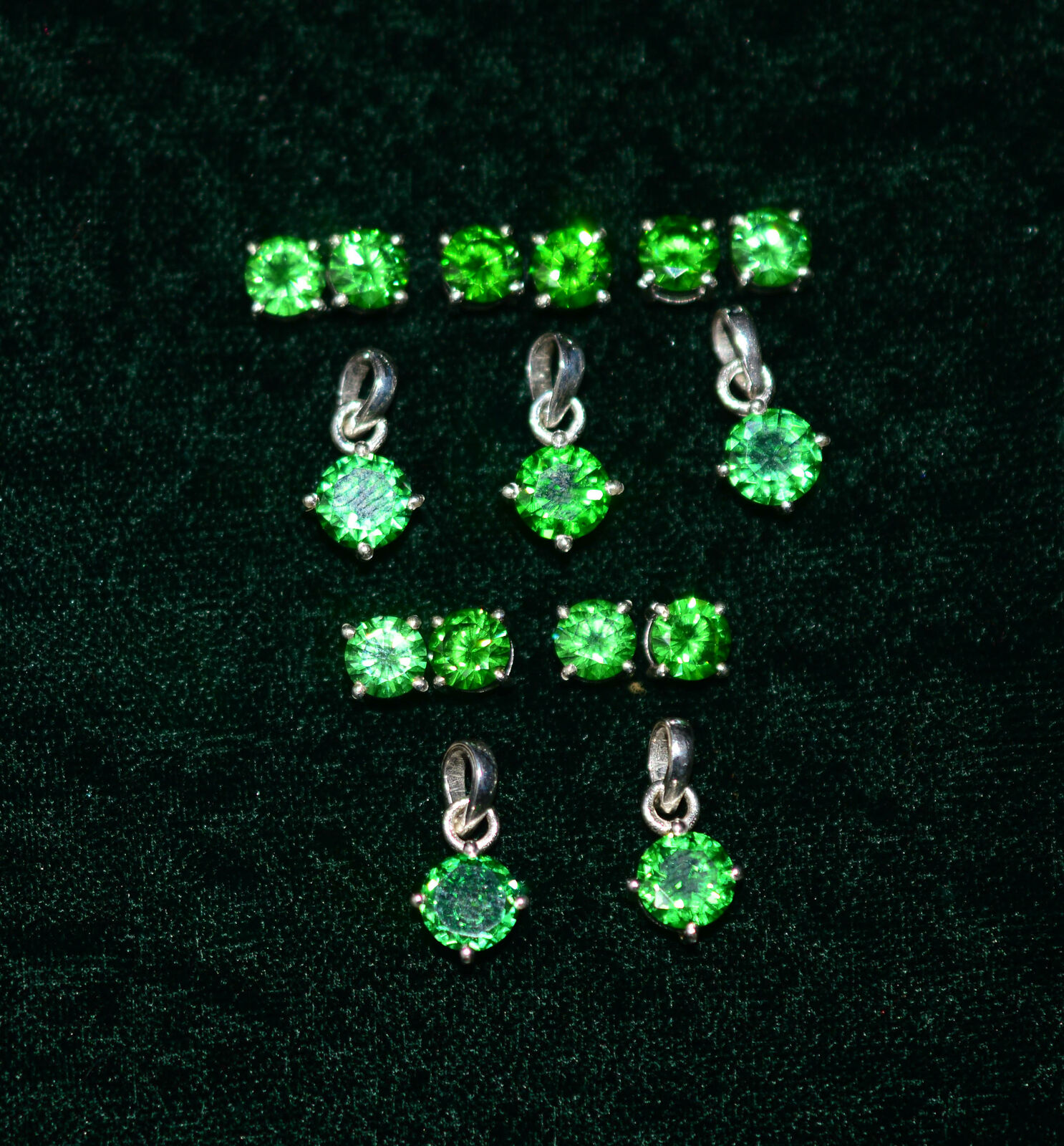 Wholesale 10pc 925 Sterling Silver Green Emerald Topaz Earring Pendant Set 0 B35