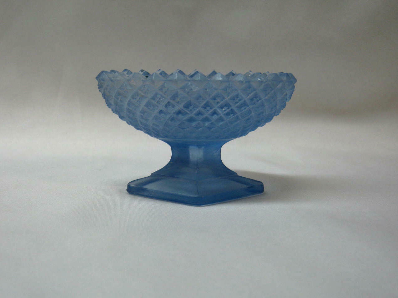 Westmoreland Glass Frosted Blue English Hobnail Individual Nut Dish & Salt Dip