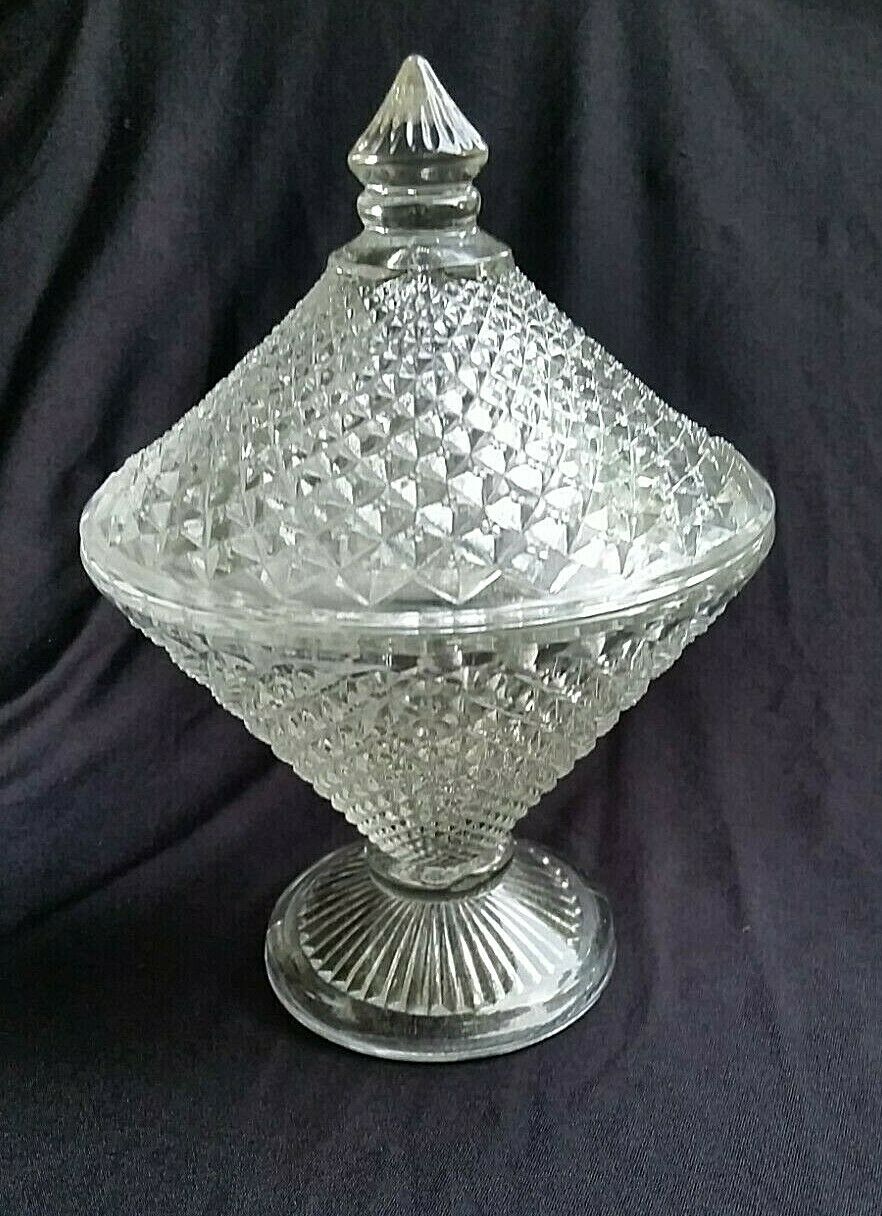 Vintage Westmoreland Glass-cone Shaped Candy Dish English Hobnail 7 1/2"