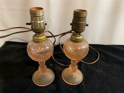 2 Pink English Hobnail Electric Lamps Westmoreland Glass