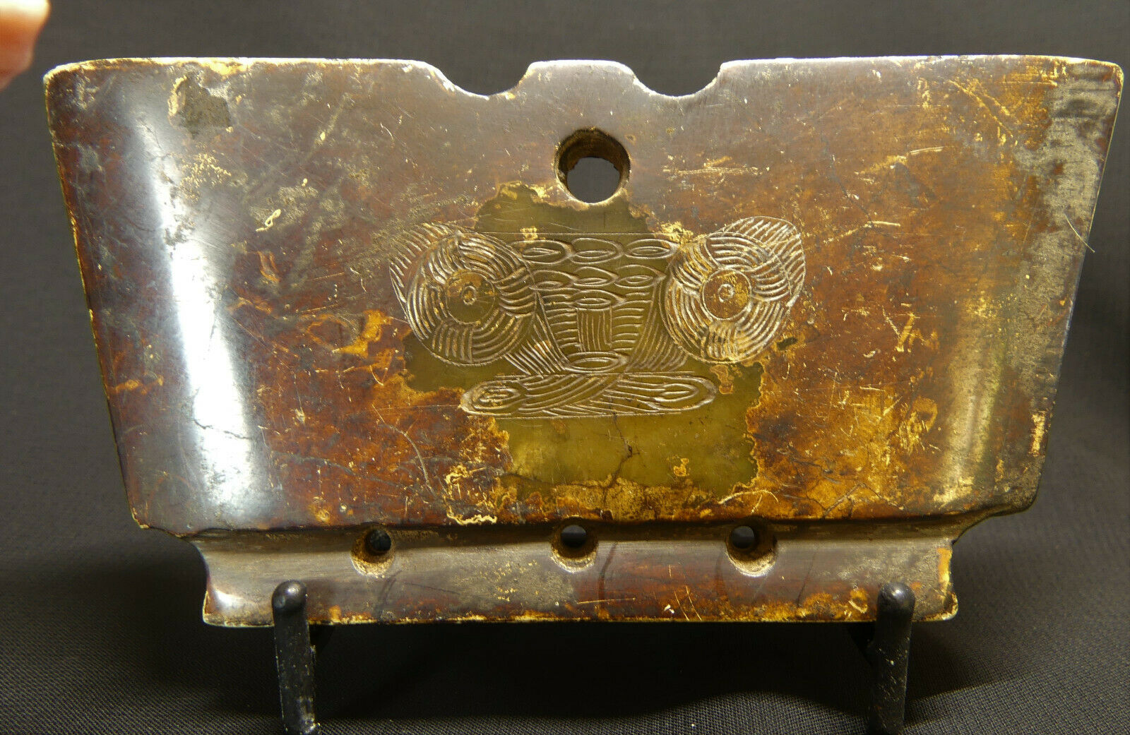 Ancient Chinese Liangzhu Jade Dragon & Taotie Ritual Amulet/plaque W/translation