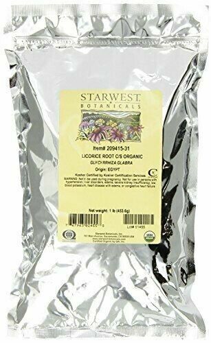 Starwest Botanicals Organic Licorice Root Loose Cut And Sifted, 1 Pound Bulk Bag