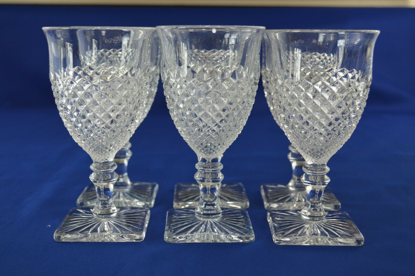 6 Westmoreland Glass English Hobnail Water Goblets #555/2