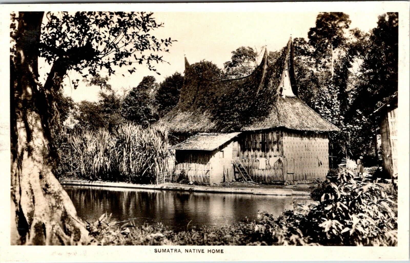 Indonesia - Sumatra Native Home - Old Real Photo Postcard