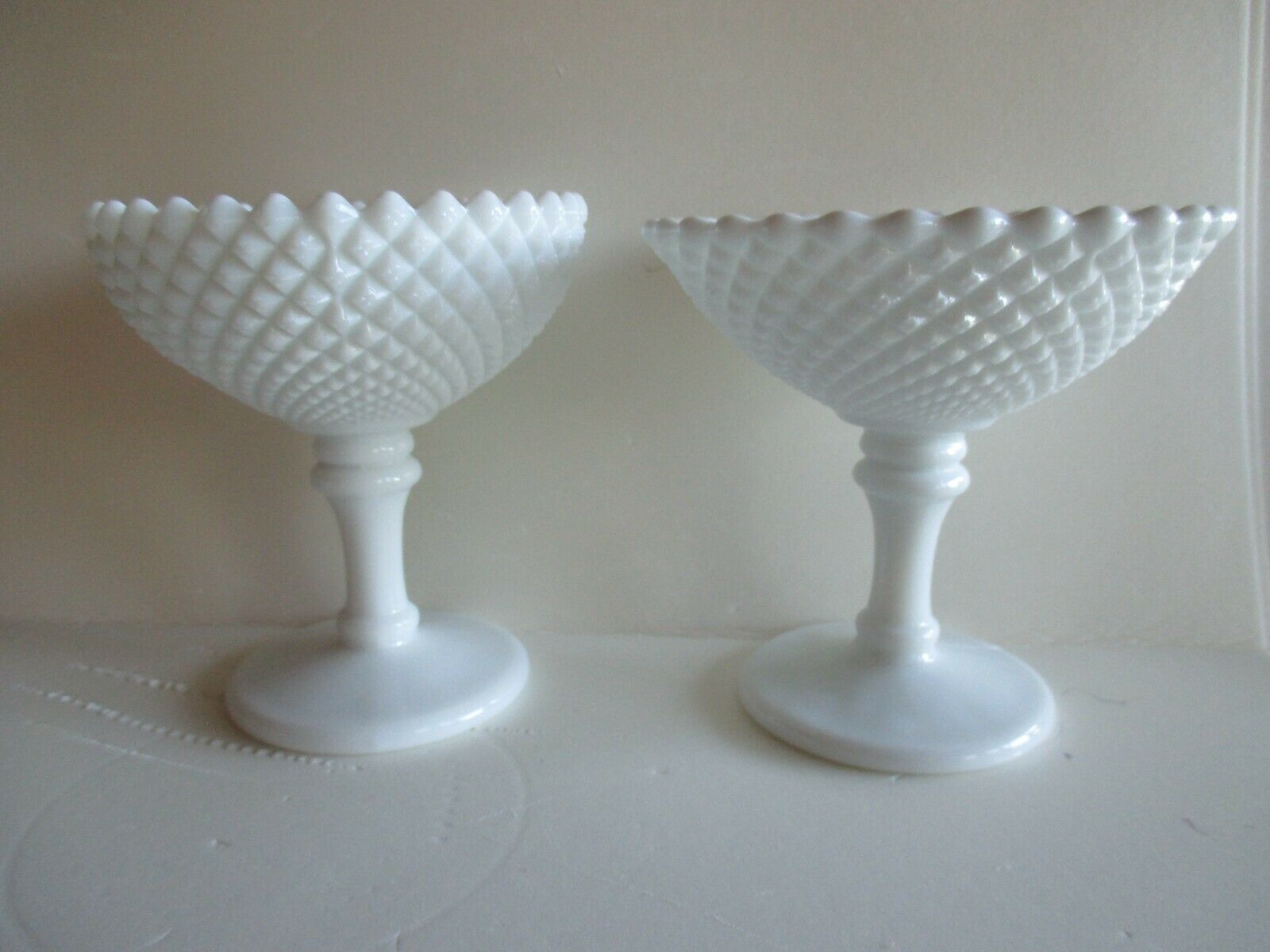 Westmoreland Milk Glass English Hobnail 2 Compotes