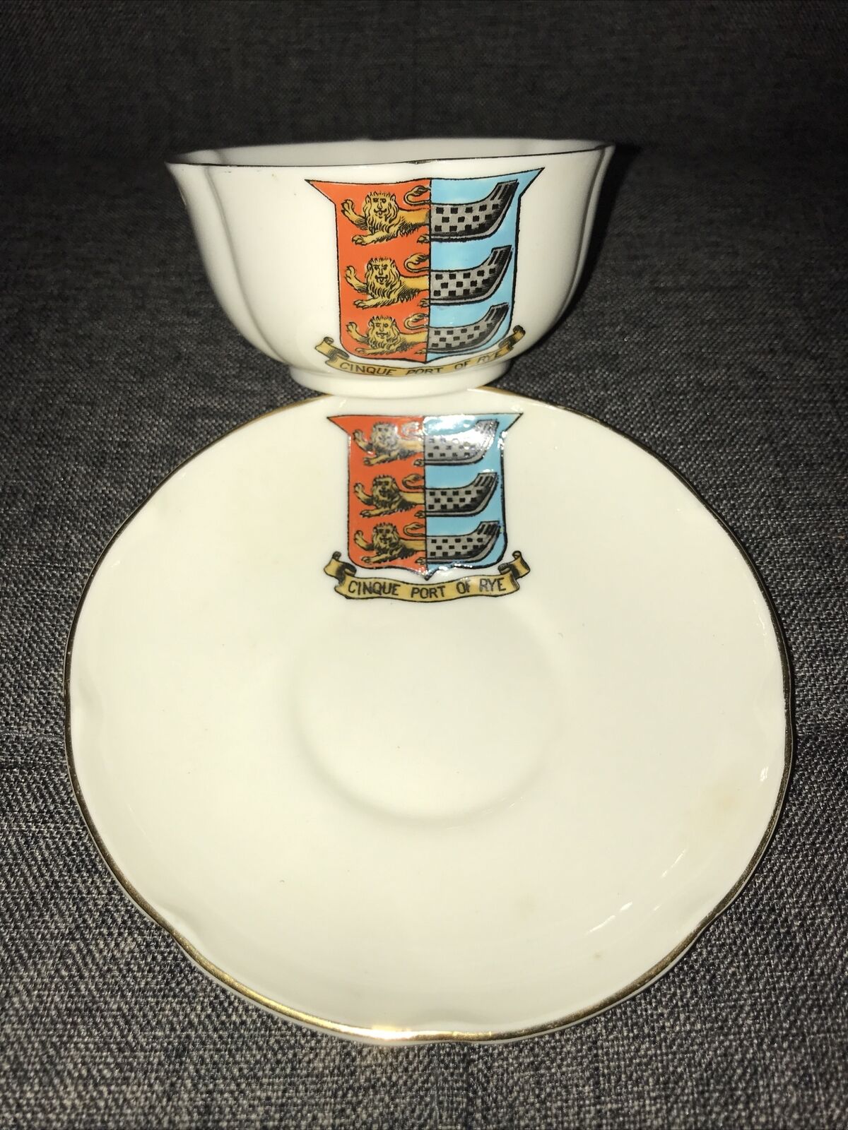 W. H. Goss, Port Of Rye, Teacup And Saucer, Rare Vintage China Cup