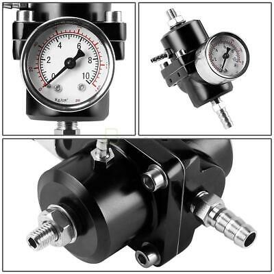 Adjustable 0-140psi Fuel Pressure Regulator Parts Kit +oil Gauge+oil Hose Black