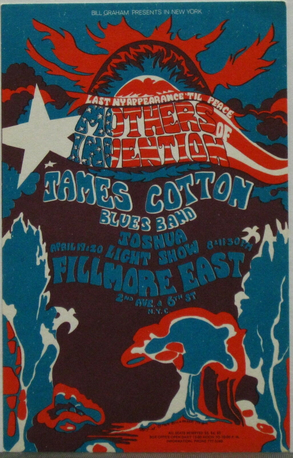 Frank Zappa Fillmore East 1968 Concert Postcard Mothers Of Invention Mint!