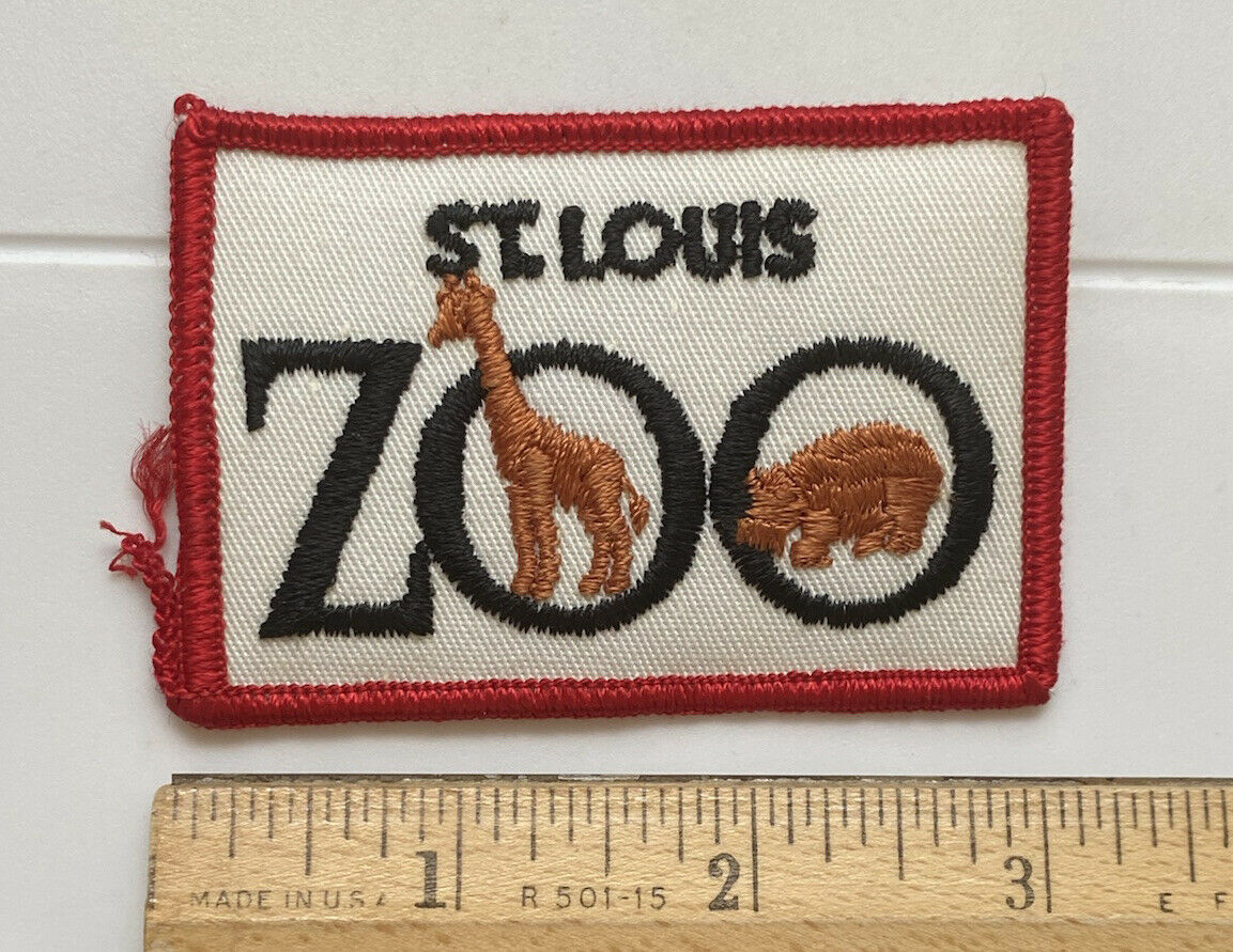 St. Louis Zoo Zoological Park Missouri Giraffe Hippo Red White Souvenir Patch