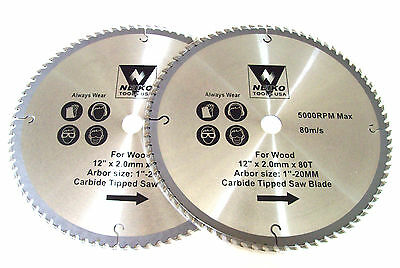2 12" Neiko Tools Carbide Circular Table Compound Miter Saw Blades 80 Tooth 80t