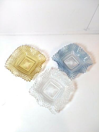 Elegant Set Of 3 Westmoreland English Hobnail Color Depression Glass Candy Dish