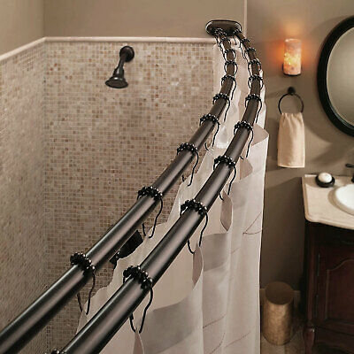 Double Curved Shower Curtain Rod Adjustable Crescent Fixture, Oil Rubbed Bronze