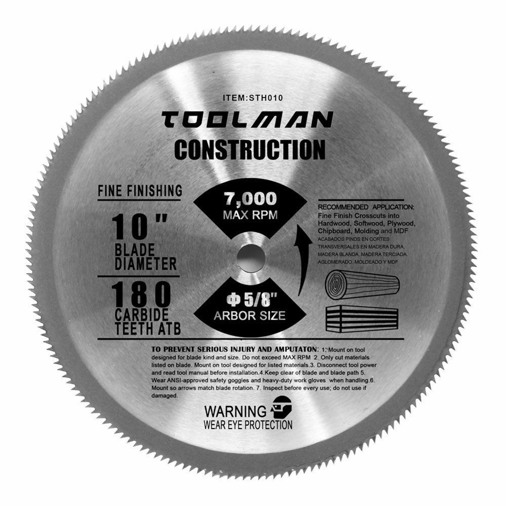 10" 5/8" 180t Combination Table Circular Saw Blade For Wood Lumber