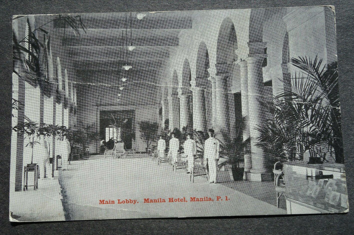 Main Lobby, Manila Hotel, Manila, Philippines Pmk 1913 Postcard Ppc T6
