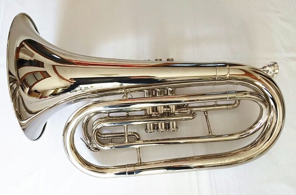 Funion Baritone Horn Kit B Flat Key Nickel Plated W Case Cleaning Cloth 3pistons