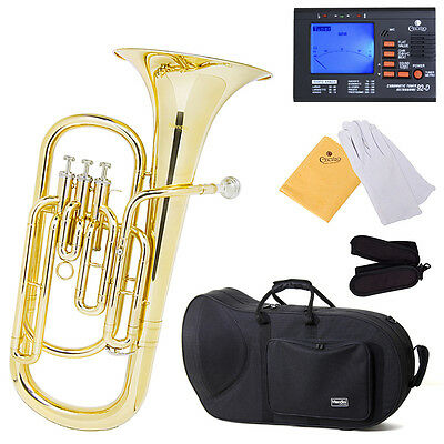 Mendini Brass Baritone Horn, B-flat, 3-stainless Valve