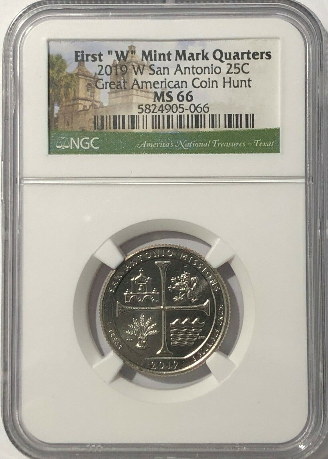 2019 W Ngc Ms66 Texas San Antonio Missions Quarter Great American Coin Hunt 25c