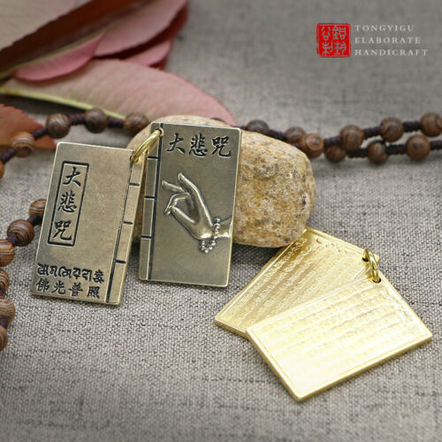 Pure Brass Great Compassion Mantra Heart Sutra Pendant Buddha Language Jewelry