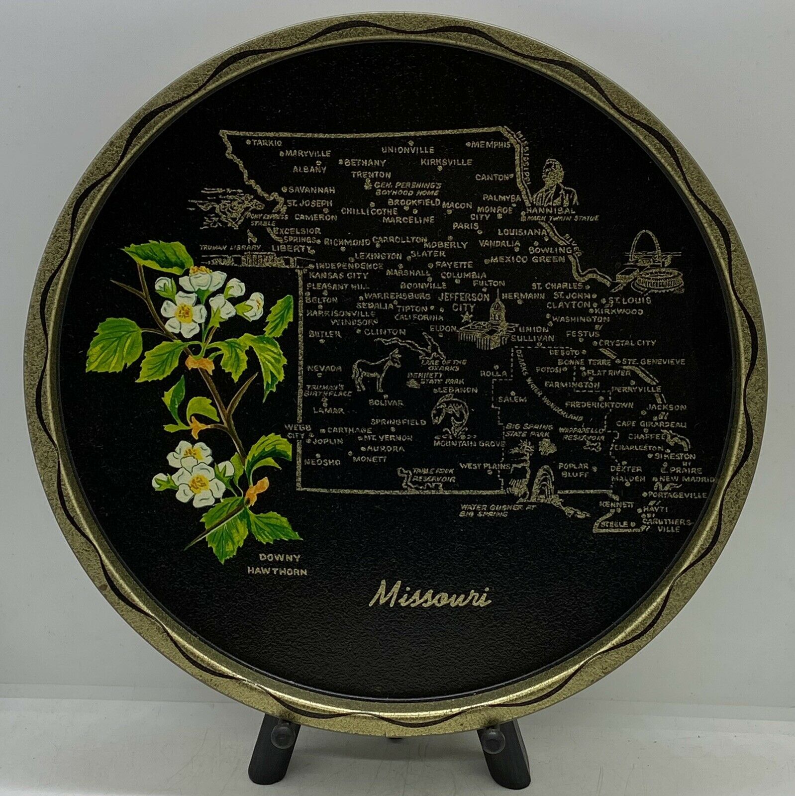 Vintage 1950’s 1960’s Travel Souvenir Collectible Missouri State Map Tin Tray