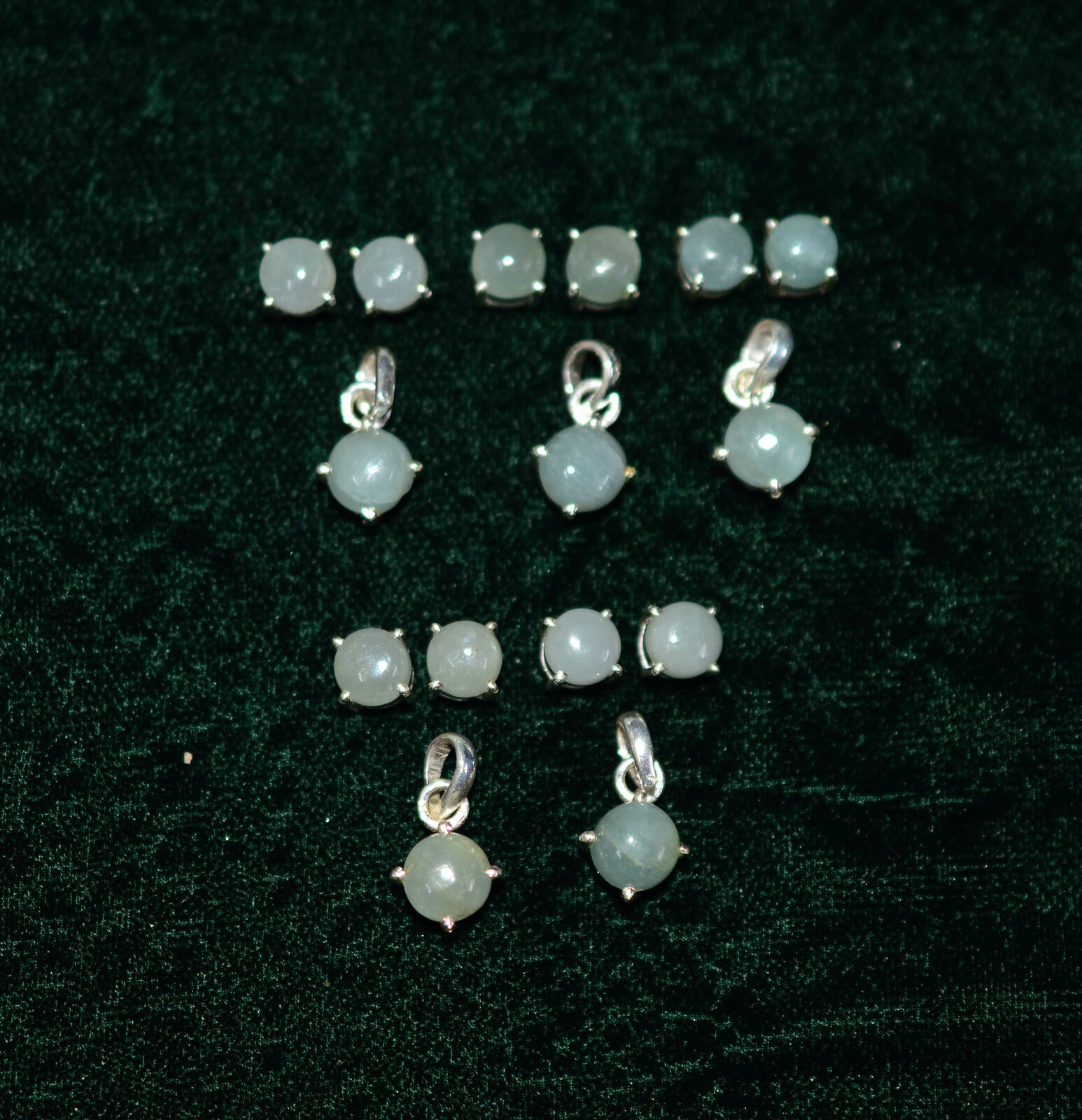 Wholesale 10pc 925 Solid Sterling Silver Aquamarine Earring Pendant Set  0 A180